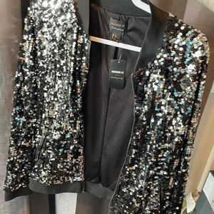Forever 21 silver sequin jacket NWT L